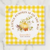 Kleine pompoen is op weg naar het Baby shower Bedankjes Labels (Voorkant)