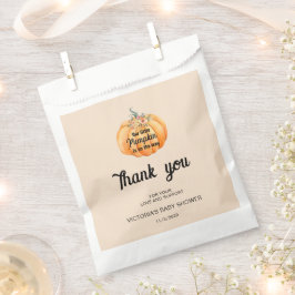 Kleine pompoen is op weg naar het Baby shower Bedankzakje