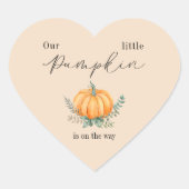 Kleine pompoen is op weg naar het Baby shower Hart Sticker (Voorkant)