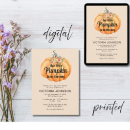 Kleine pompoen is op weg naar het Baby shower Kaart