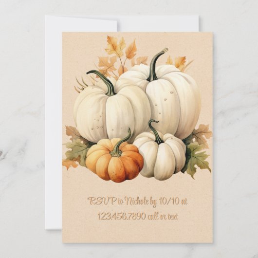 Kleine pompoen is op weg naar het Baby shower Kaart (Achterkant)