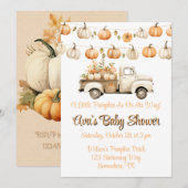 Kleine pompoen is op weg naar het Baby shower Kaart (Voorkant / Achterkant)