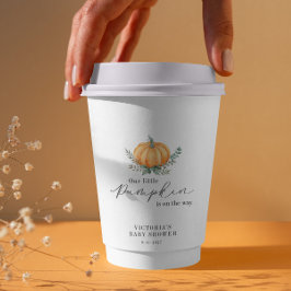 Kleine pompoen is op weg naar het Baby shower Papieren Bekers