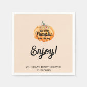 Kleine pompoen is op weg naar het Baby shower Servet (Voorkant)