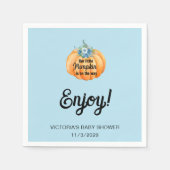 Kleine pompoen is op weg naar het Baby shower Servet (Voorkant)