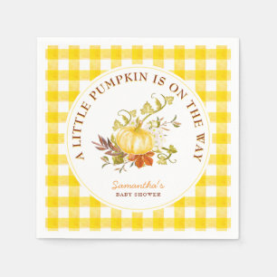 Kleine pompoen is op weg naar het Baby shower Servet