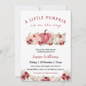 Kleine pompoen is op weg naar Marsala Baby shower Kaart (Voorkant)