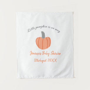 Kleine pompoen is op weg oranje grijze baby shower wandkleed