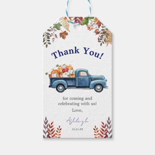 Kleine Pompoen Jongen Baby shower Gift Labels Cadeaulabel (Voorkant)