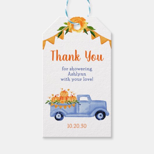 Kleine Pompoen Jongen Bedankt Cadeaulabel (Voorkant)