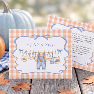 Kleine Pompoen Jongen Herfst Baby Shower Bedankkaart