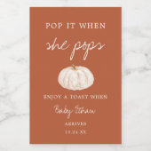 Kleine pompoen klaar voor Pop Baby shower Wijn Etiket (Enkel label)