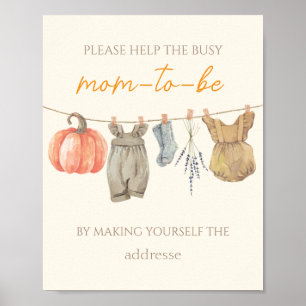 Kleine Pompoen Kleren Helpen Bezige Moeder Op Weg  Poster
