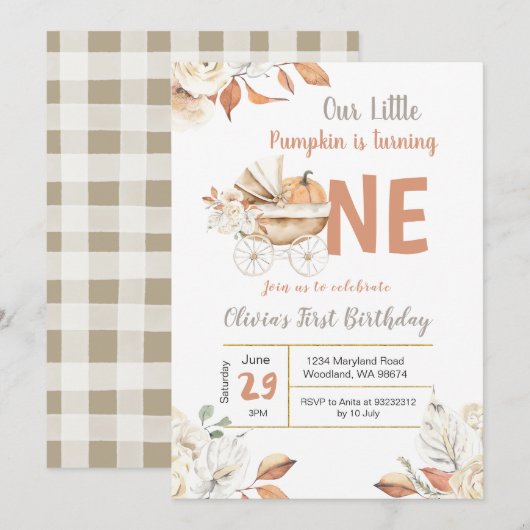 Kleine pompoen koets Herfst draaien een verjaardag Kaart (Voorkant / Achterkant)