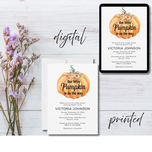 Kleine Pompoen komt eraan Baby Shower Kaart