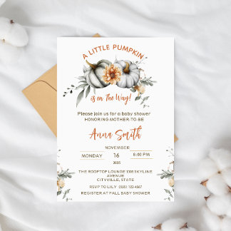 kleine Pompoen komt eraan Herfst  Baby Shower Kaart