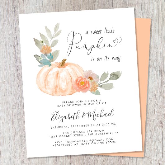 Kleine Pompoen Koppels Baby shower Invitation