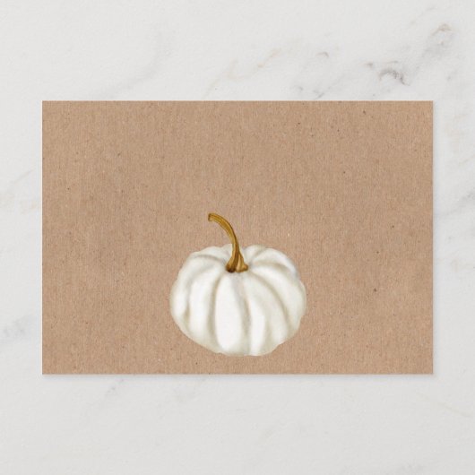 Kleine pompoen kraft boeken voor baby shower informatiekaartje (Achterkant)