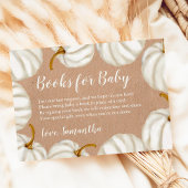 Kleine pompoen kraft boeken voor baby shower informatiekaartje