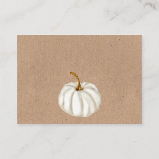 Kleine pompoen kraft luier loterij baby shower informatiekaartje (Achterkant)