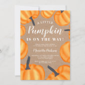 Kleine pompoen kraft oranje herfst baby shower kaart (Voorkant)