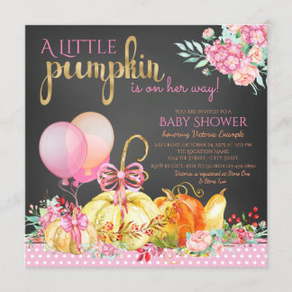 Kleine Pompoen Krijtbord Baby Shower Uitnodigingen