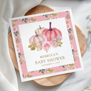 Kleine Pompoen Landelijke Roze Gouden Bloem Baby S Servet
