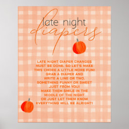 Kleine pompoen late nacht luiers Baby shower spel Poster