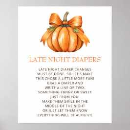 Kleine Pompoen Late Night Luiers Baby Shower Spel Poster