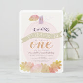 Kleine pompoen lavendel roze meisje 1e verjaardag kaart (Staand voorkant)