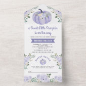 Kleine Pompoen Lavendel Rozen Baby shower All In One Uitnodiging (Binnen)