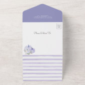 Kleine Pompoen Lavendel Rozen Navy Baby shower All In One Uitnodiging (Buitenkant)