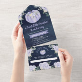 Kleine Pompoen Lavendel Rozen Navy Baby shower All In One Uitnodiging (Afscheurbaar)
