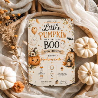 Kleine Pompoen Little Boo Halloween Baby Shower Kaart