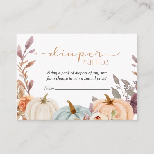 Kleine Pompoen Luier Raffle Baby shower Informatiekaartje (Voorkant)