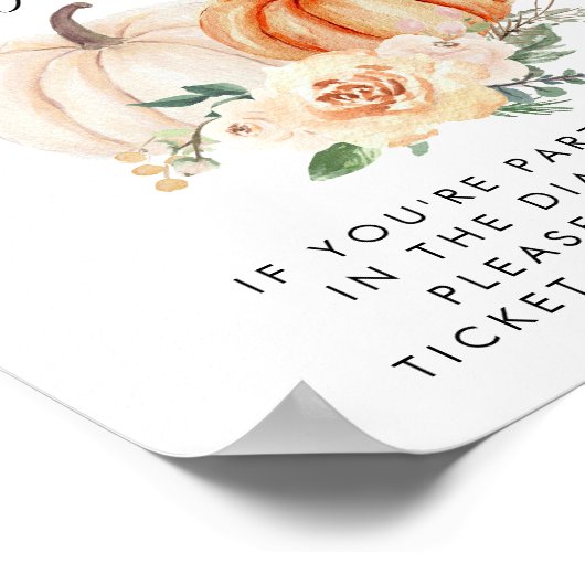 Kleine Pompoen Luier Raffle Baby shower Poster (Hoek)