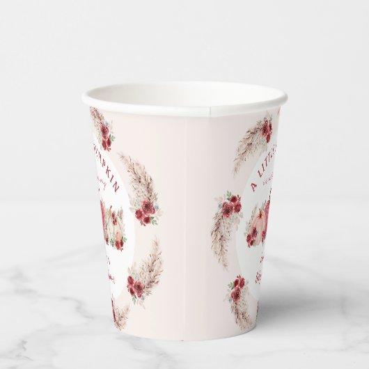 Kleine Pompoen Marsala Cream Herfst Boho Baby show Papieren Bekers (Rechts)