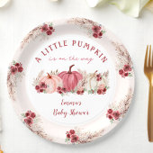 Kleine Pompoen Marsala Herfst Boho Baby shower Papieren Bordje