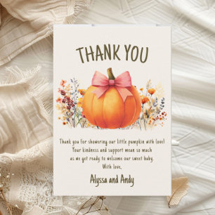 Kleine Pompoen Meisje Baby Shower Bedankt