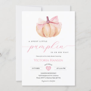 Kleine Pompoen Meisje Baby Shower Uitnodiging Stri