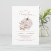 Kleine Pompoen Meisje Boho Baby shower Invitation Kaart (Staand voorkant)
