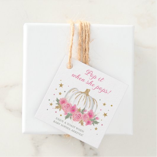 Kleine pompoen meisje Pop het als ze Pop Bedankjes Labels (In situ)