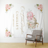 Kleine pompoen meisje verjaardag partij achtergron wandkleed (In Situ (horizontaal))