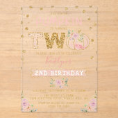 Kleine pompoen meisjes 2e verjaardag acryl uitnodigingen (Voorkant)