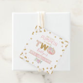 Kleine pompoen meisjes 2e verjaardag bedankjes labels (In situ)