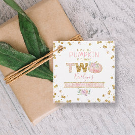 Kleine pompoen meisjes 2e verjaardag bedankjes labels