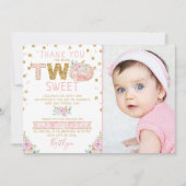 Kleine pompoen meisjes 2e verjaardag foto bedankkaart (Voorkant)
