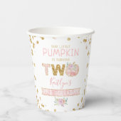 Kleine pompoen meisjes 2e verjaardag papieren bekers (Achterkant)