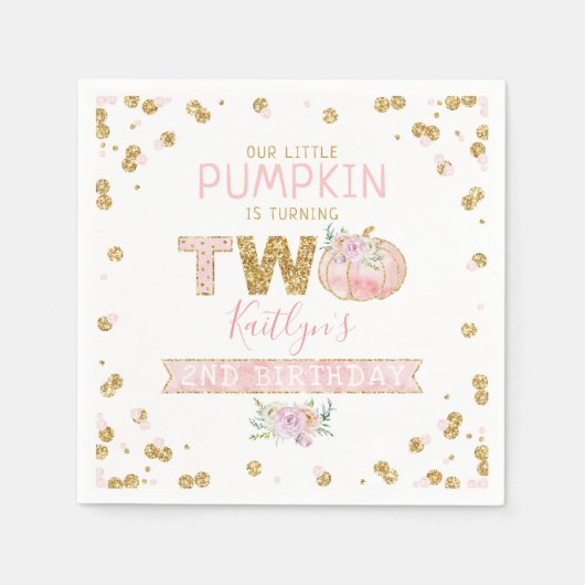 Kleine pompoen meisjes 2e verjaardag servet (Voorkant)