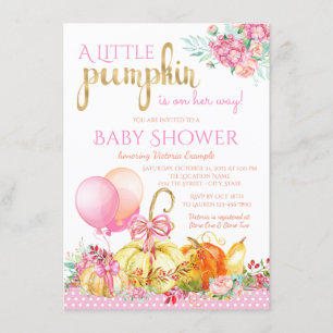 Kleine Pompoen Meisjes Herfst Baby Shower Uitnodig Kaart